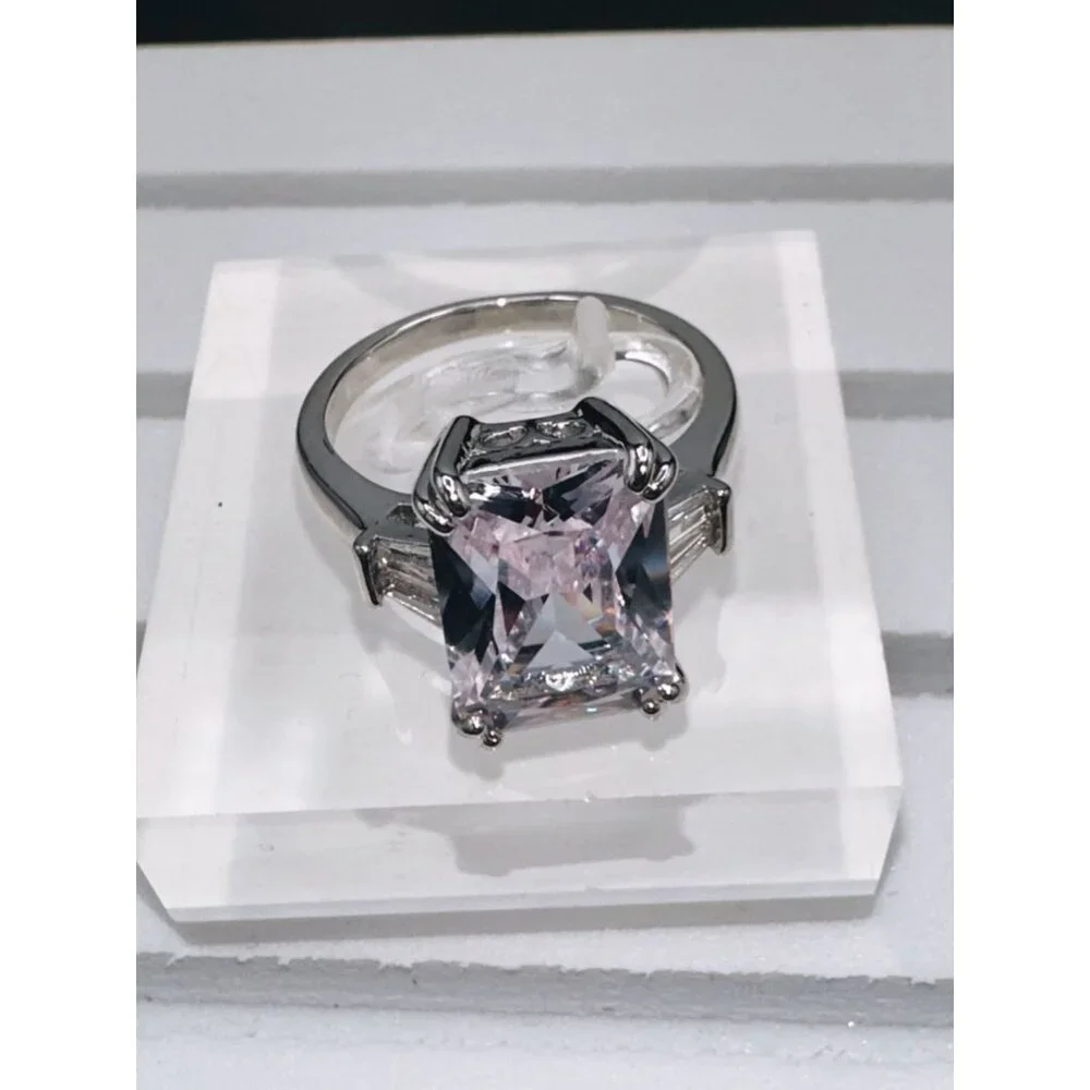 Silver Plated Cubic Zirconia Ring Size 6 - Picture 9 of 9